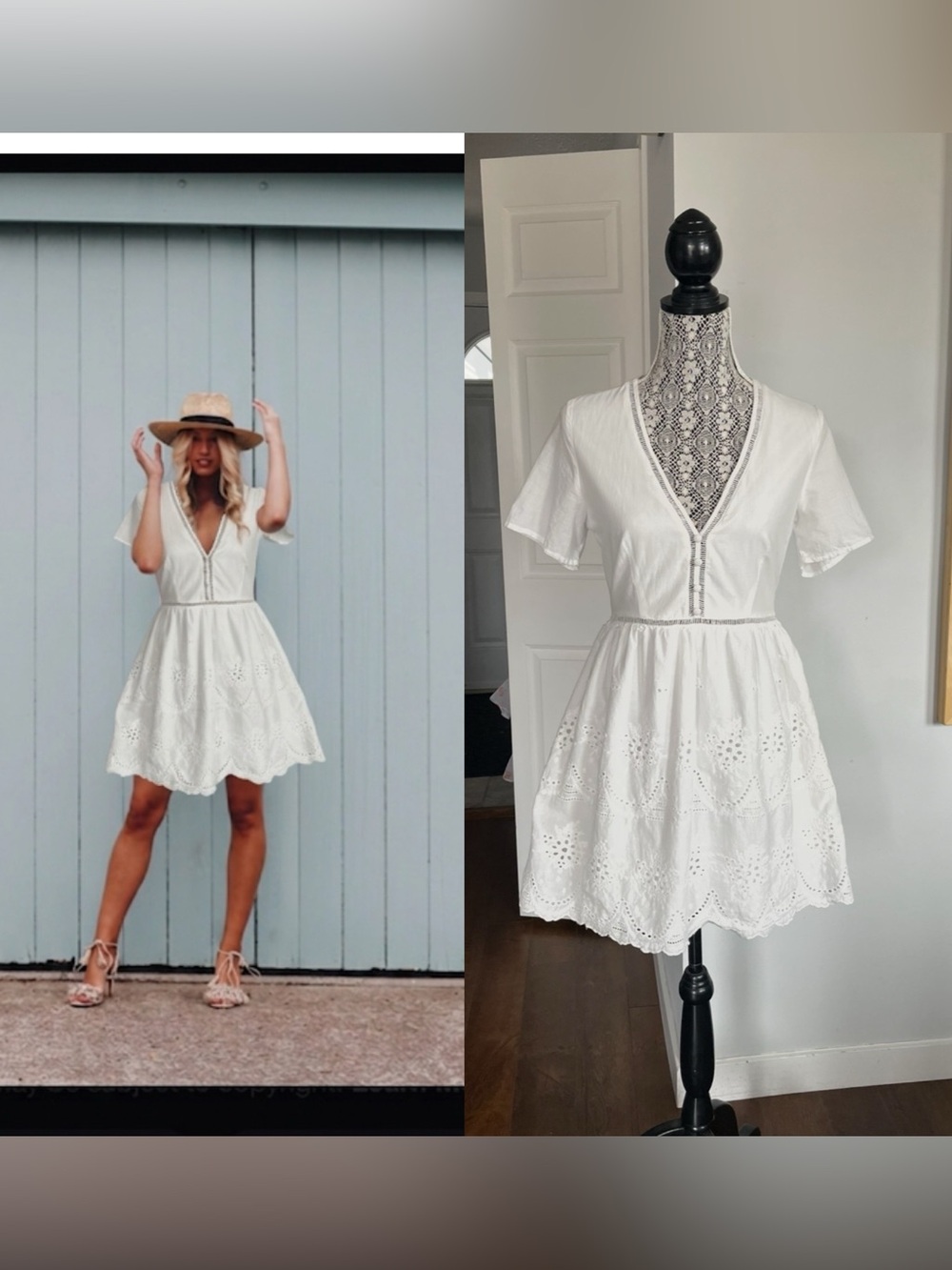 💯 Cotton Morrisday Fit n Flare Coquette Coastal Cowgirl Eyelet Dress White Small